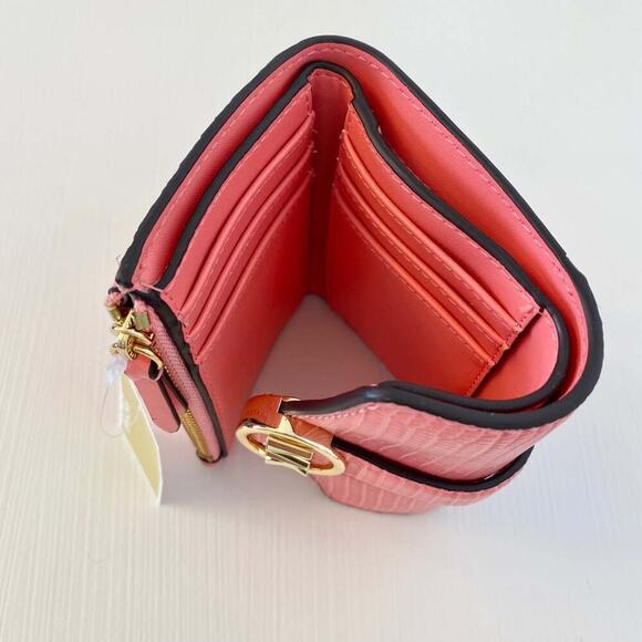 Michael kors carmen trifold wallet leather grapefruit new - Picture 3 of 4